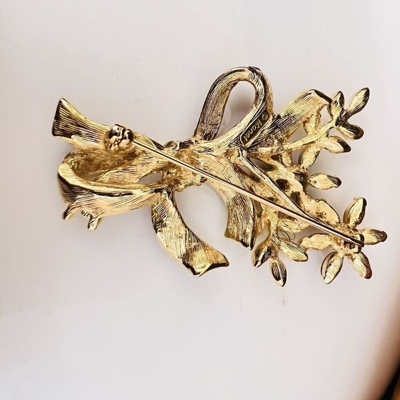 Vintage Enamel MONET Brooch Pink Blue Yellow Rhinestones Flower BOUQUET 1501 - Picture 5 of 7